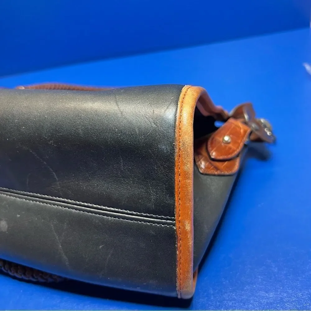 Vintage Brighton April Heart Leather Handbag Brown Black‎ Top Handle Purse